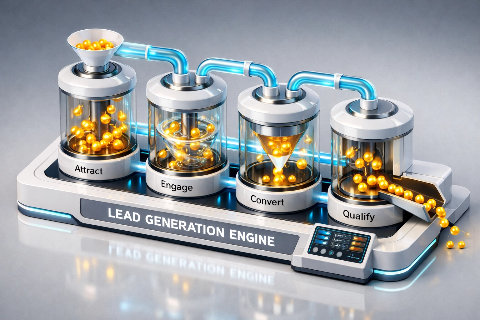 A structured framework for B2B lead generation delivering a predictable stream of sales-ready leads.