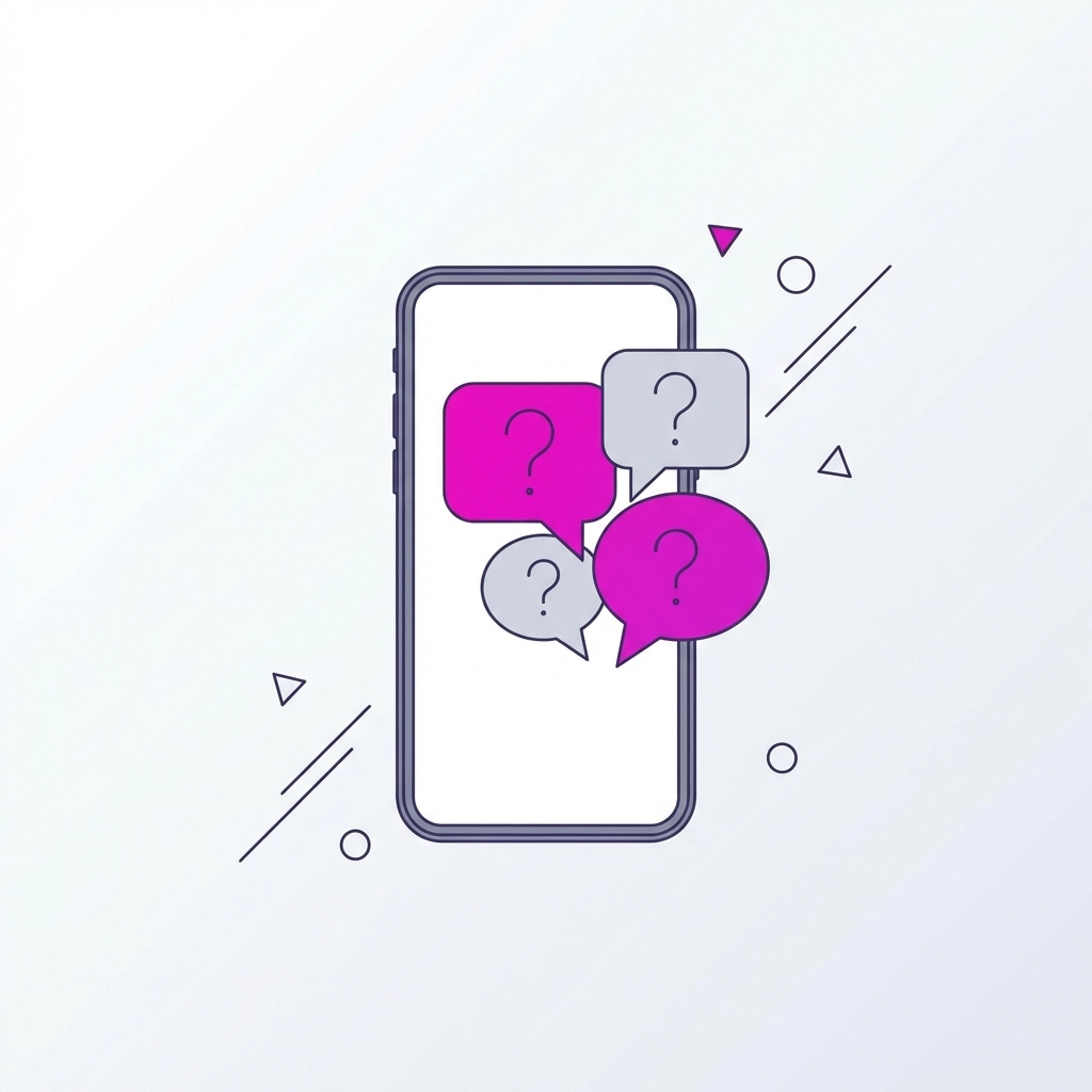 Smartphone with colorful speech bubbles illustrating conversational search on WordPress websites