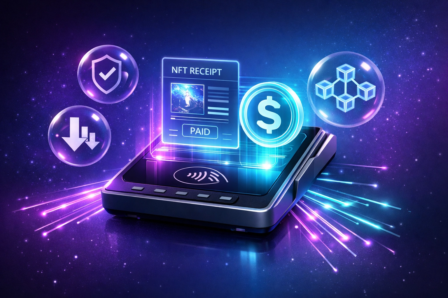 Larecoin Web3 payment terminal featuring NFT receipts, LUSD stablecoin, and low fee blockchain payments