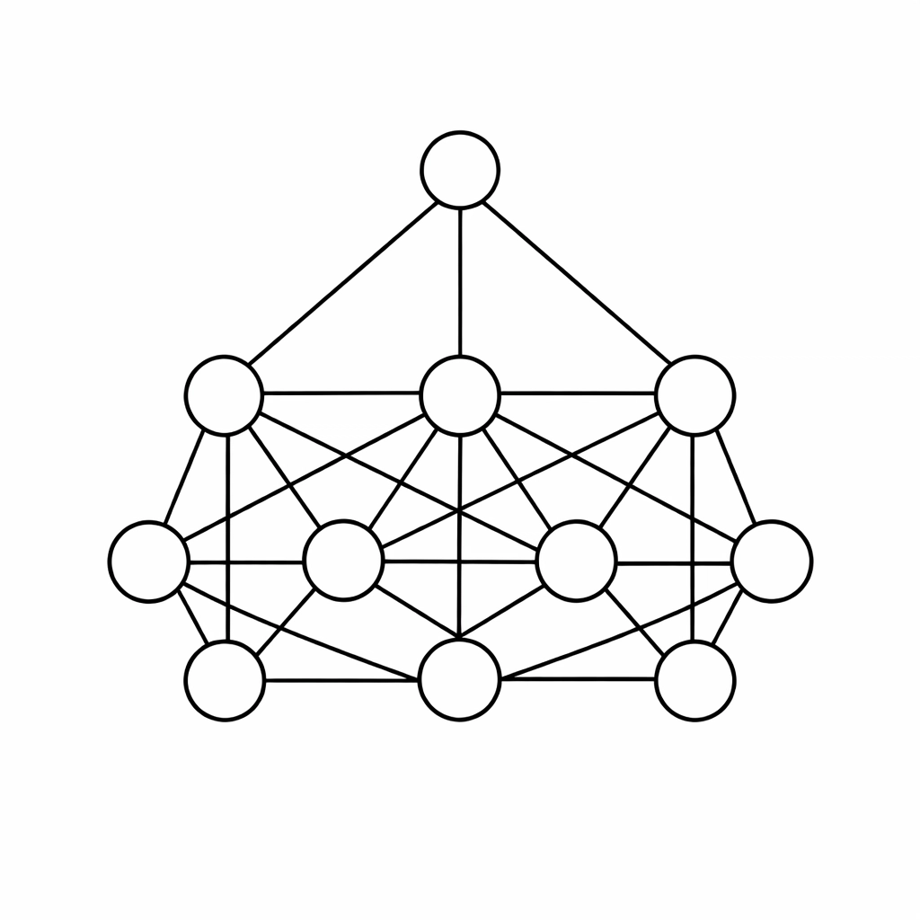 Organizational network diagram showing distributed leadership structure with empowered team nodes