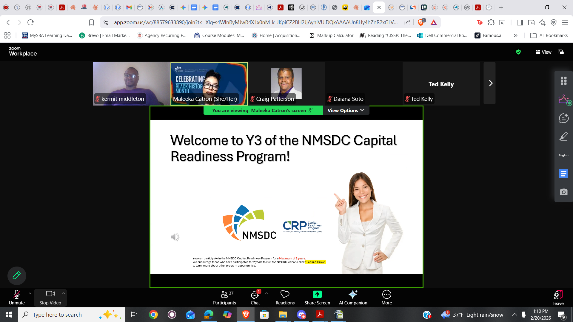 NMSDC Capital Readiness Program Year 3 Zoom Meeting