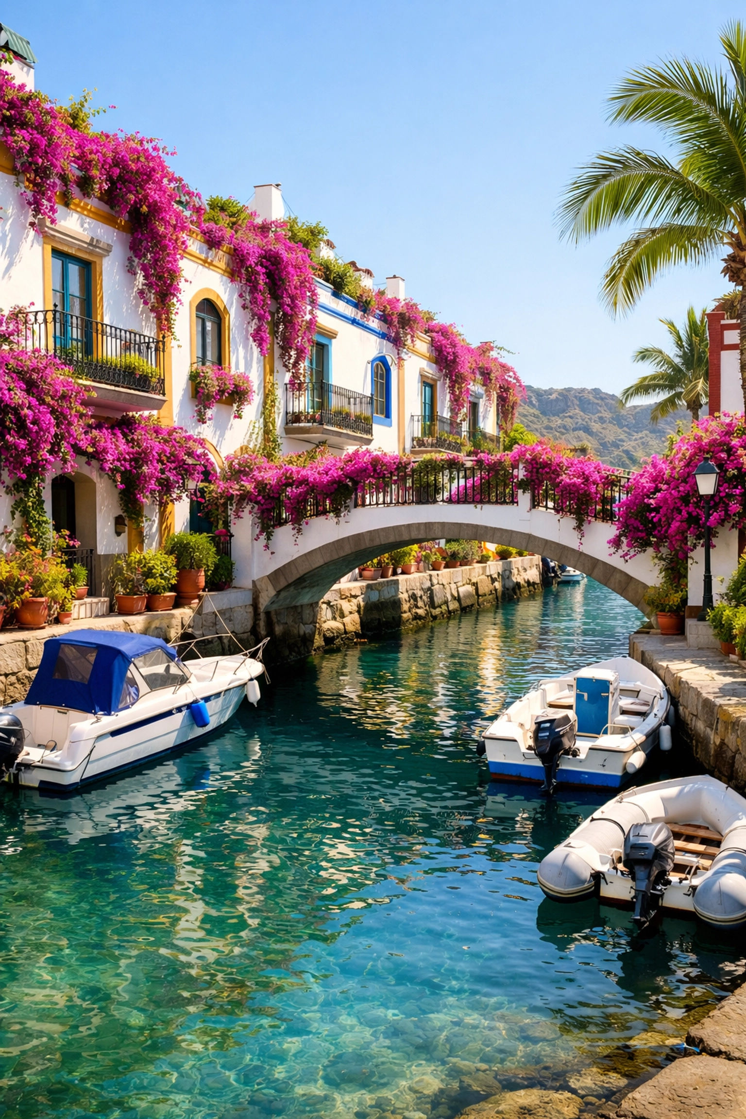 Scenic canal in Puerto de Mogán, known as Little Venice, perfect for tailor made travel.