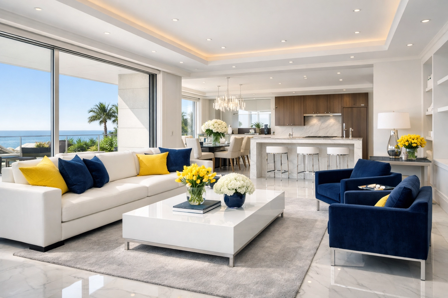 Clutter-free and clean modern living room after professional residential cleaning services.