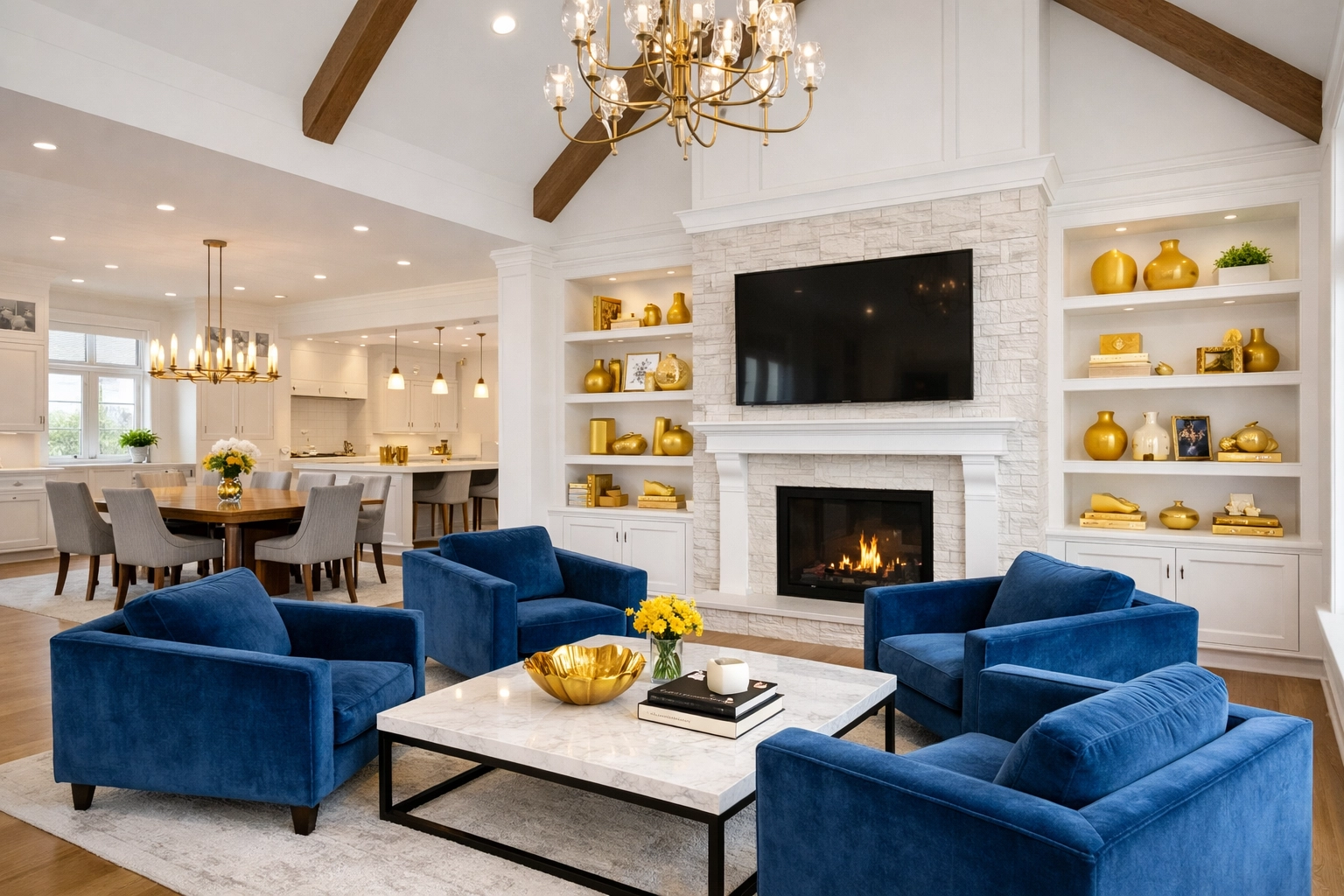 Clean and dust-free open-concept living room after a premium deep cleaning in Westborough by The Cleaning Ninjas.