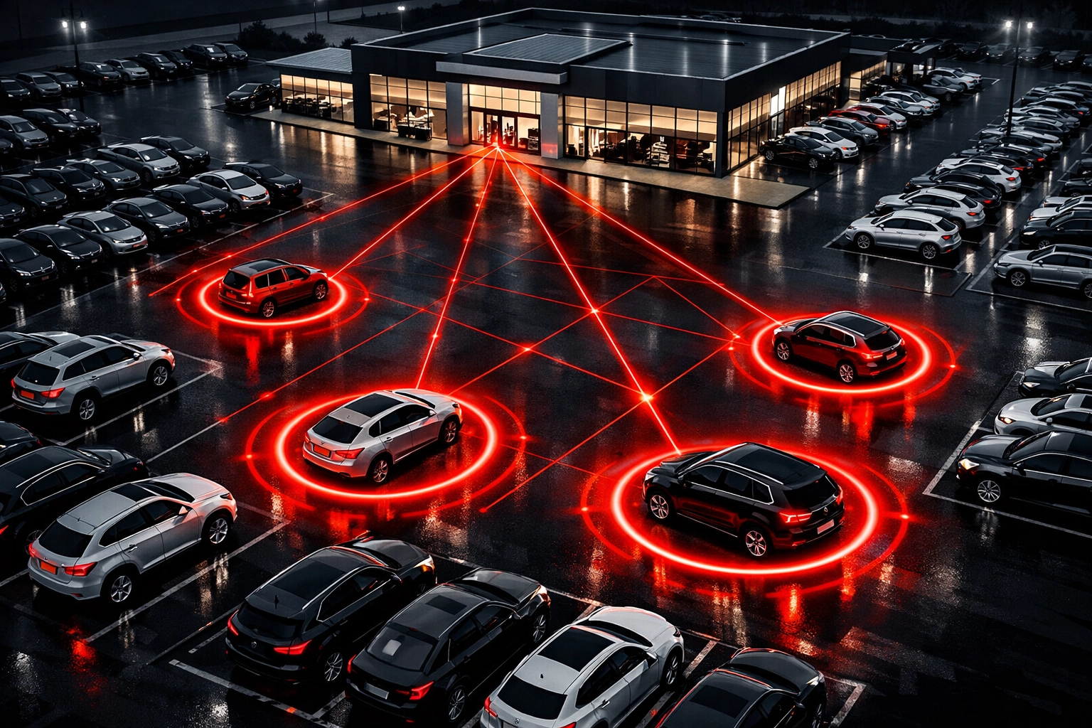 Digital dealership inventory management system highlighting real-time vehicle recall detection and safety data.