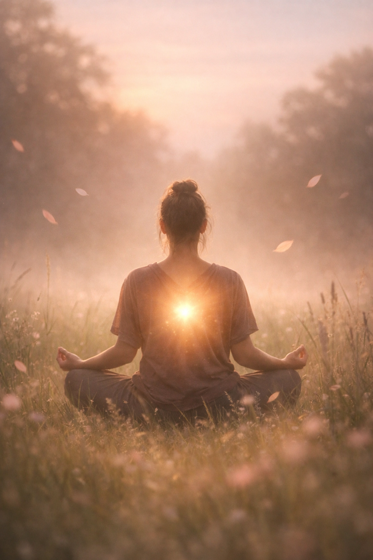 Peaceful meditation in a nature setting for healing vulnerabilities and personal transformation.