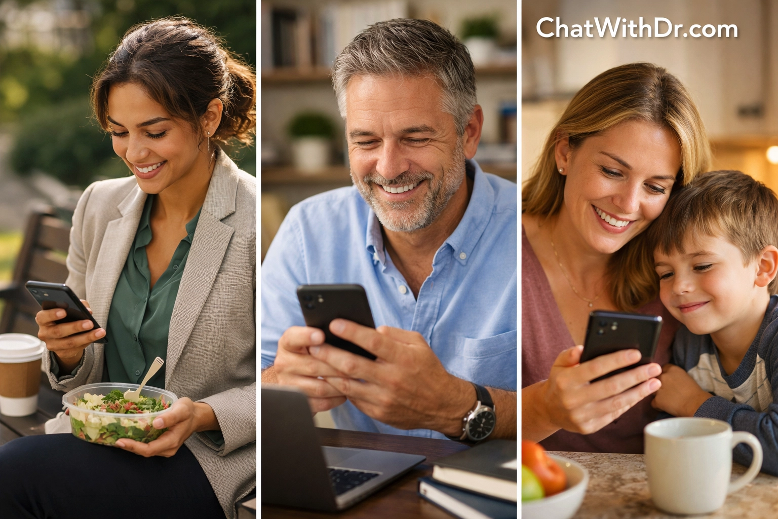 Patients using smartphones for convenient and affordable online doctor consultations from anywhere