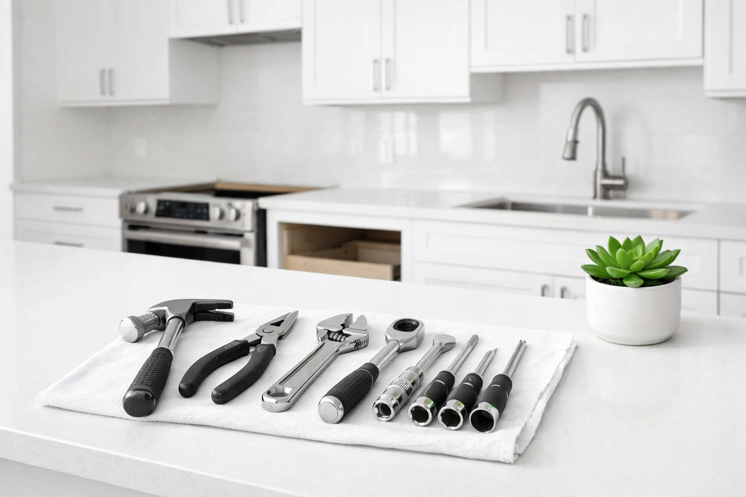 Modern kitchen renovation project representing professional contractor website design and local services.