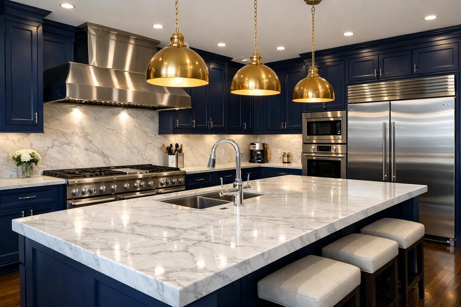 Sparkling luxury kitchen and sanitized surfaces provided by expert residential cleaning Massachusetts.
