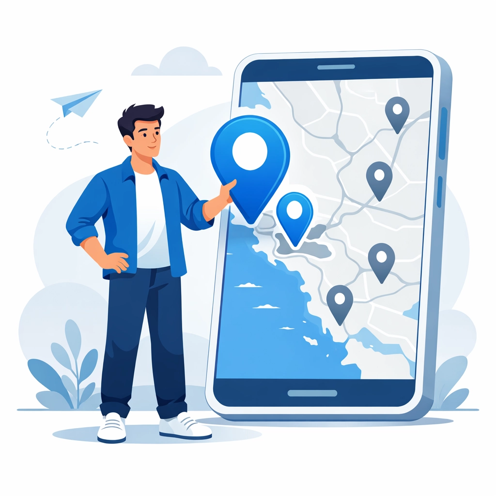 Digital map with pin representing local SEO dominance in Monmouth County search results.