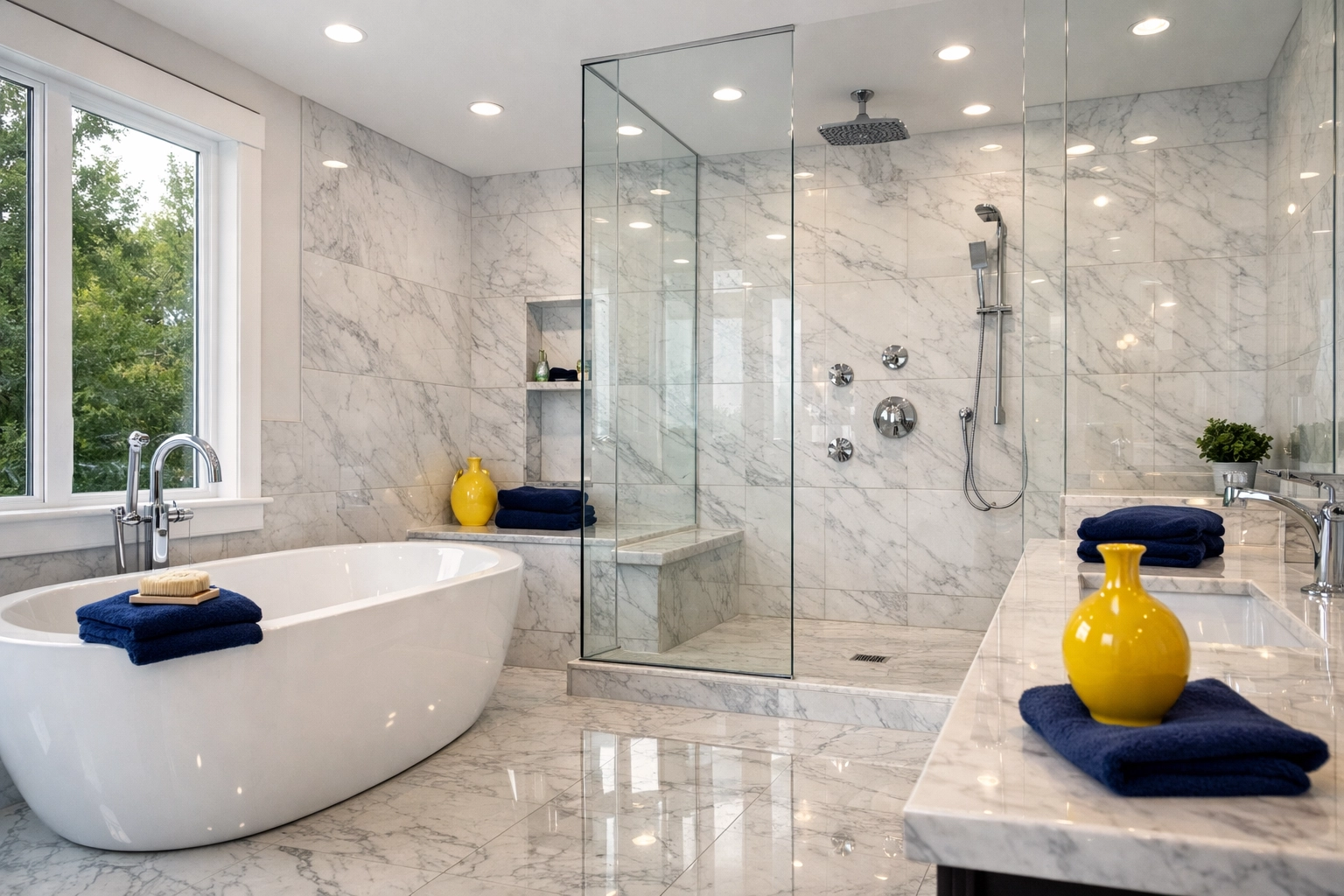 Sparkling spa-like master bathroom reflecting the high standards of Hamilton home cleaning services.