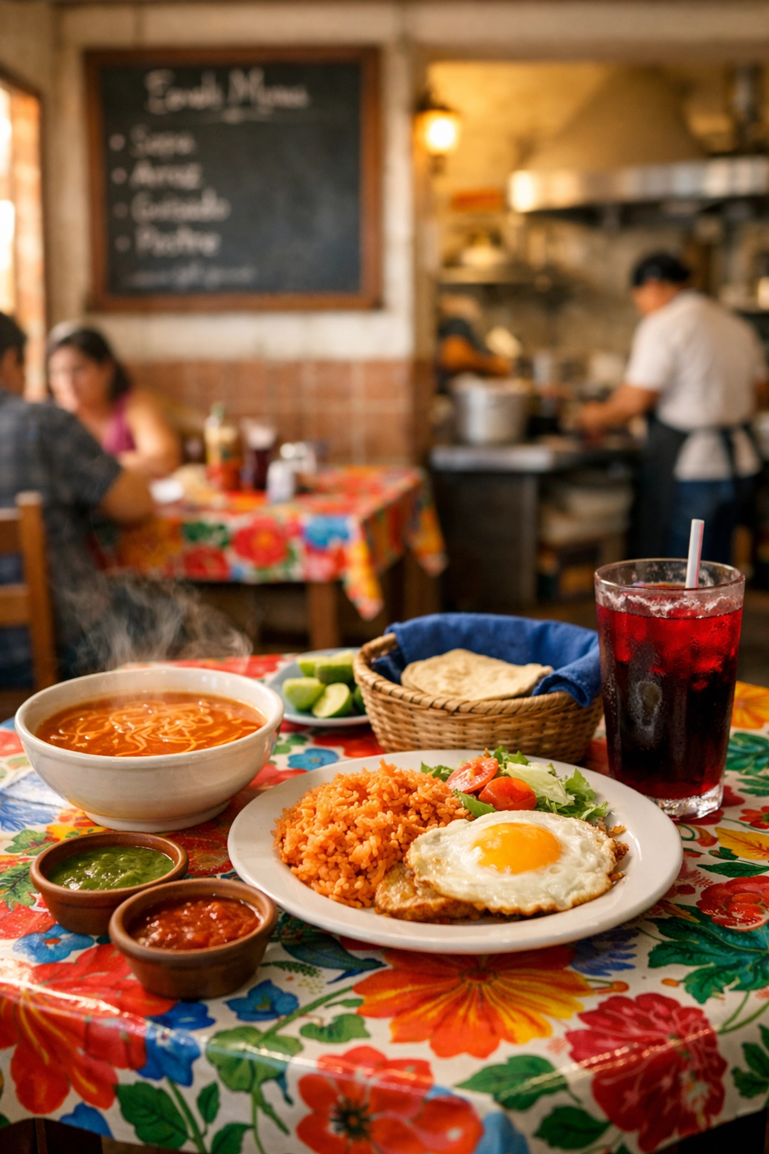 Traditional Mexican fonda serving an affordable multi-course comida corrida meal in Mexico City.