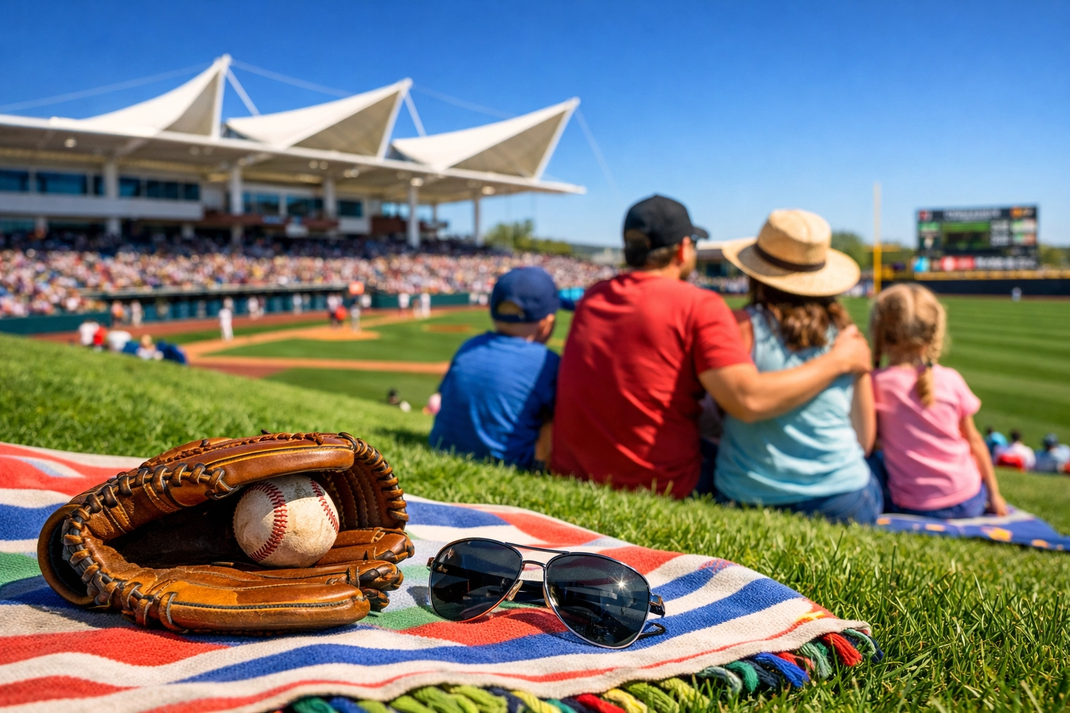 Family enjoying an affordable afternoon at a West Valley spring training ballpark in Surprise, AZ. Family enjoying an affordable afternoon at a West Valley spring training ballpark in Surprise, AZ.