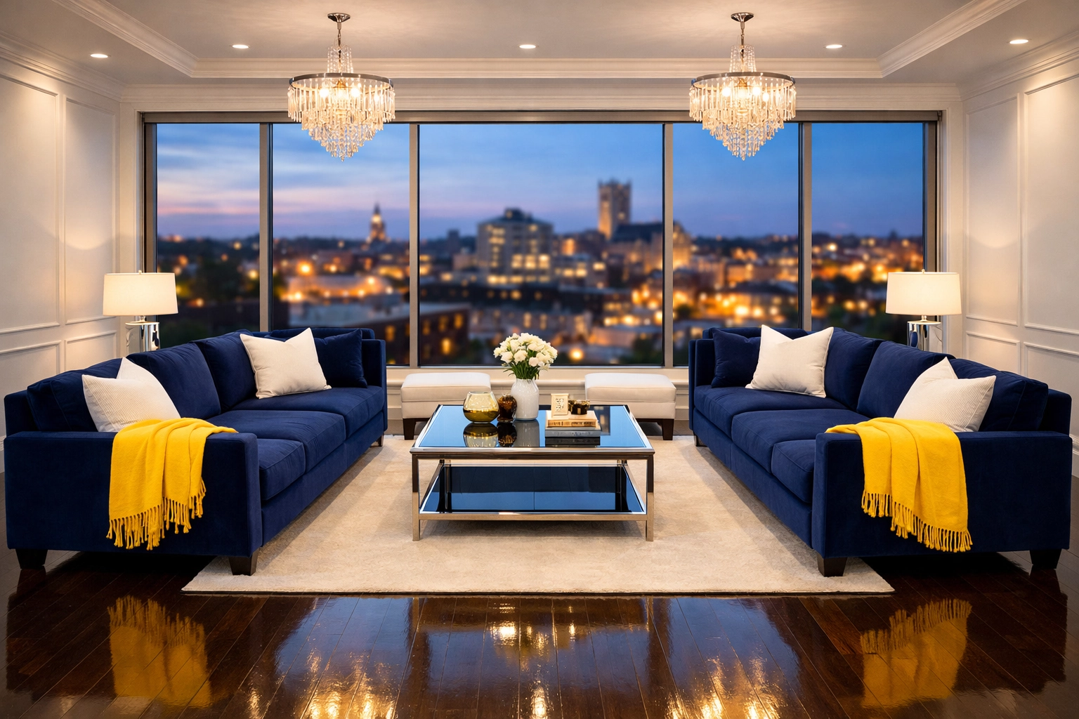 Spotless luxury apartment after professional office cleaning Worcester services, featuring a clean living area.