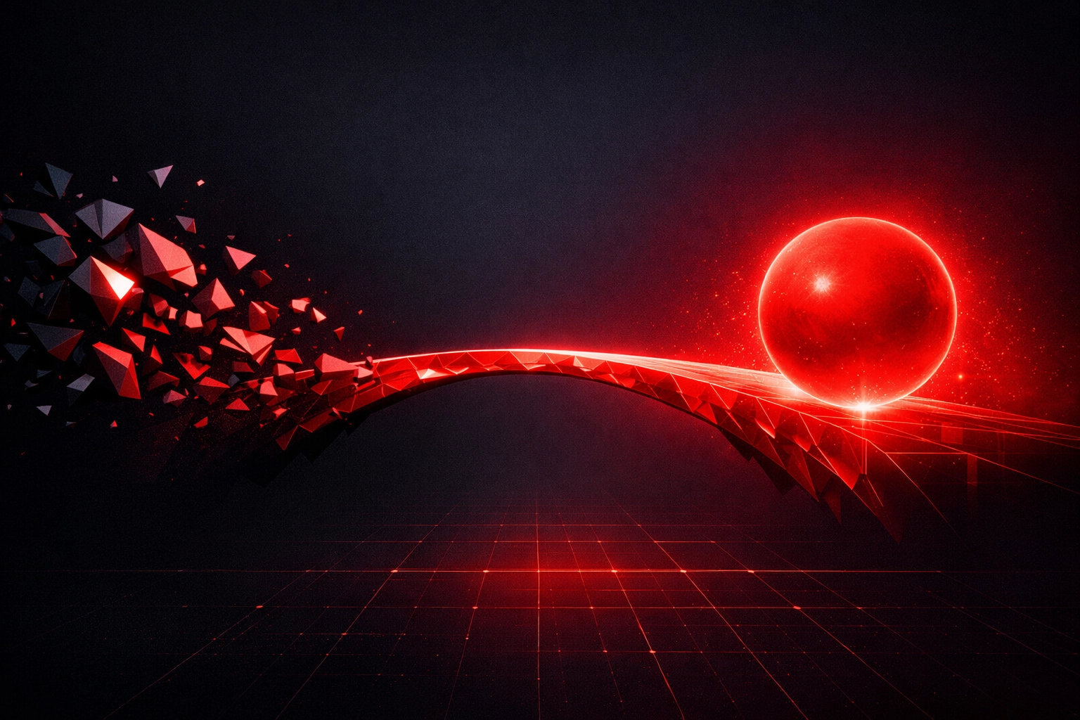 Red glowing bridge symbolizing a business becoming a Source of Truth for Google AI Overviews.