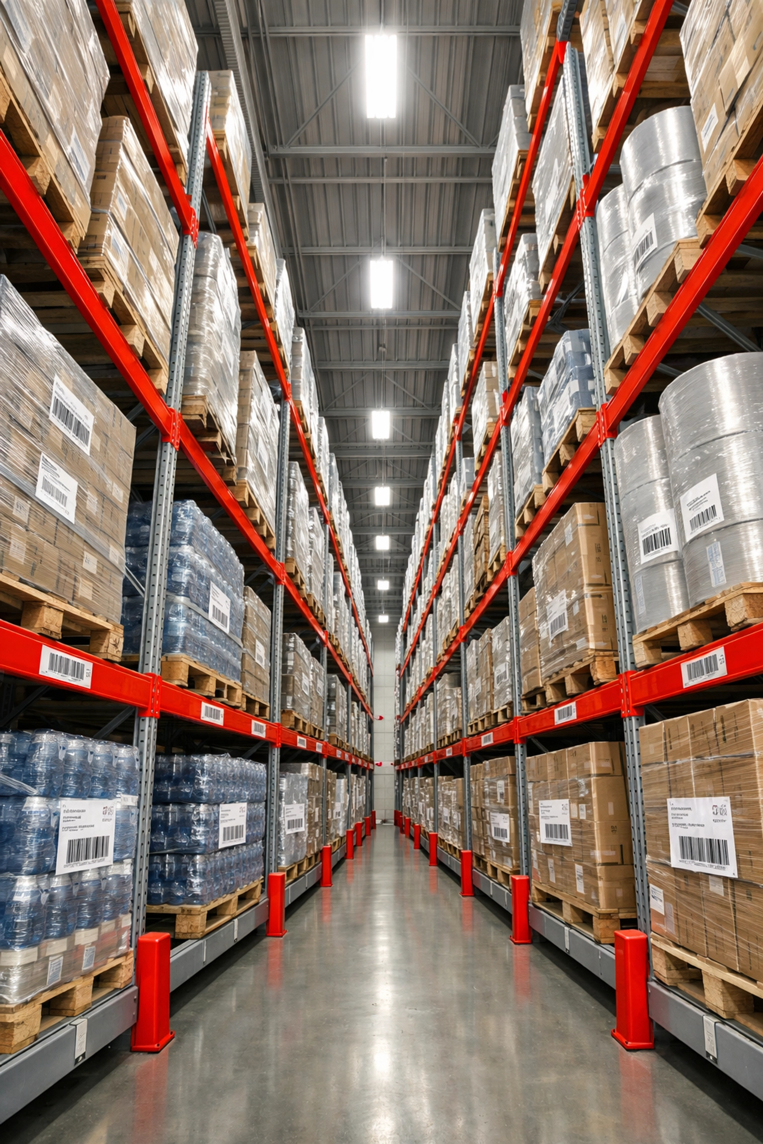 Organized pallet storage on warehouse shelving in Hertford logistics facility