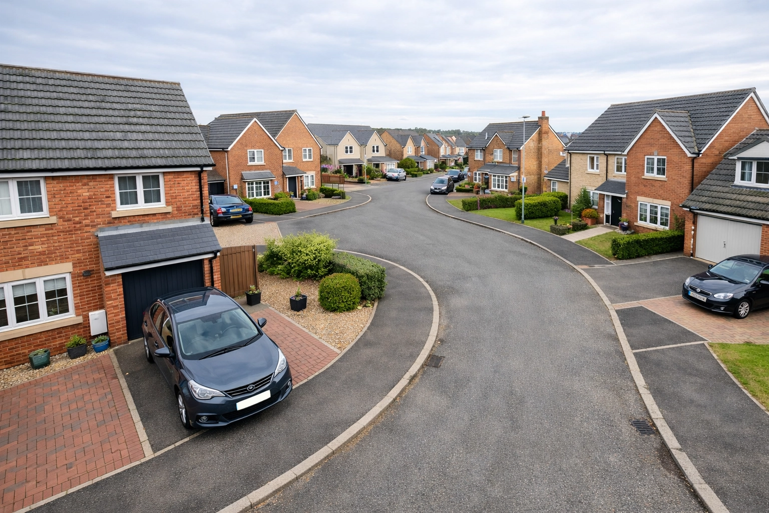 Security-eye view of a North Swindon residential cul-de-sac illustrating comprehensive home CCTV coverage.