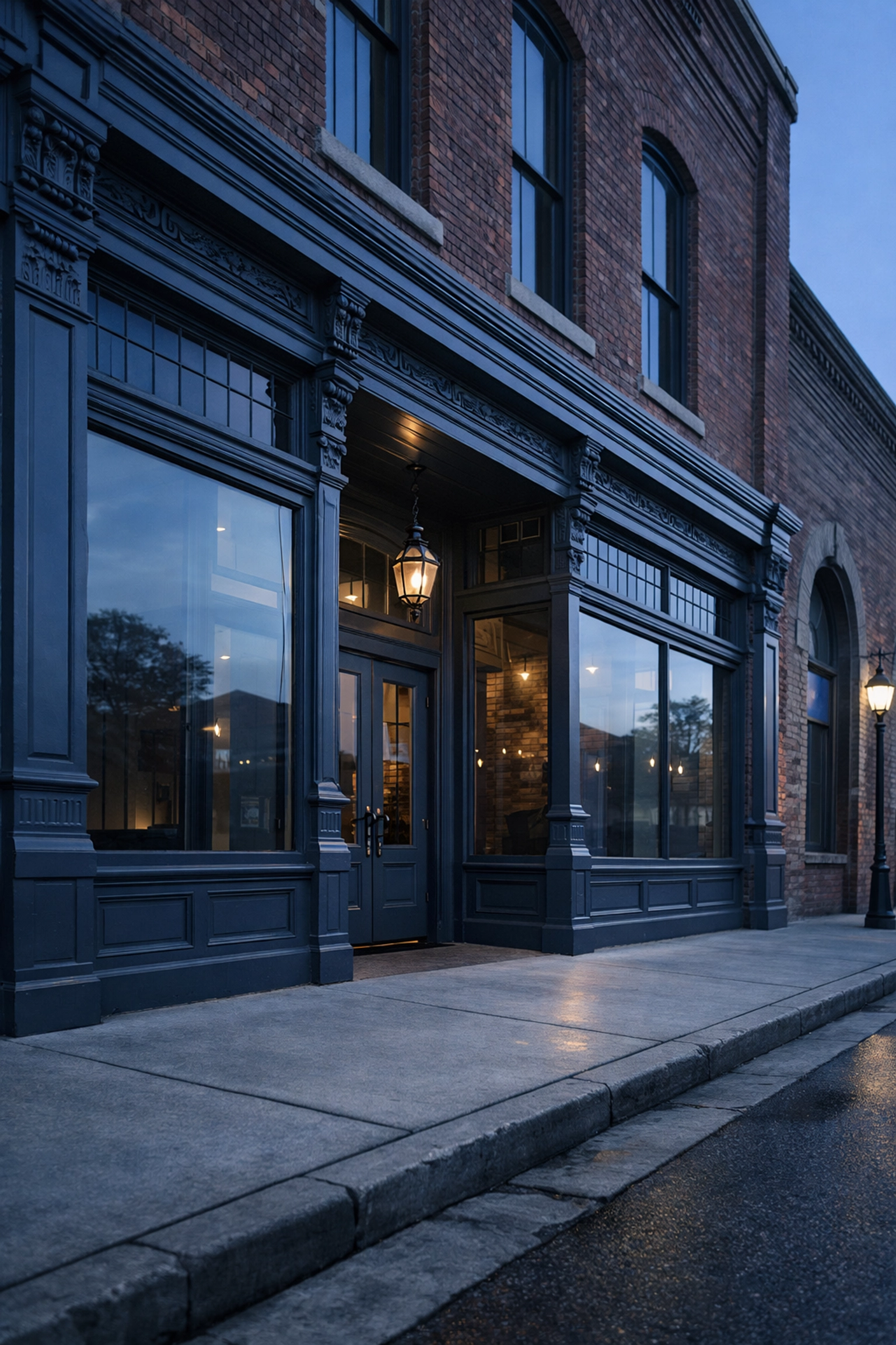Restored historic brick storefront on Main Street Alabama showcasing business potential for out-of-state buyers.