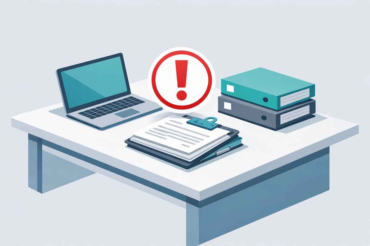 Office documents with a warning icon representing Florida building code compliance fees and violation fines.