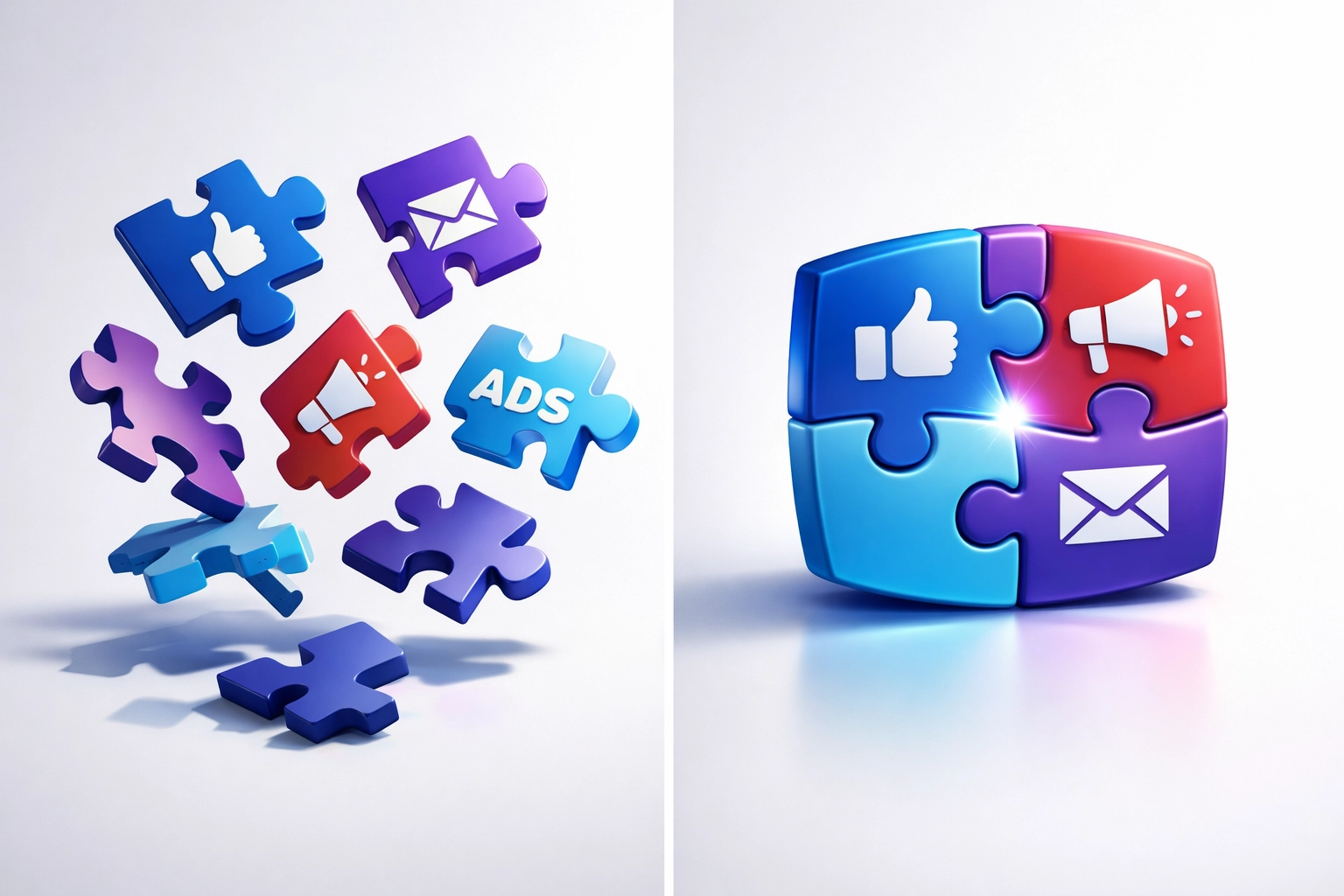 Disconnected marketing channels transforming into unified integrated marketing strategy