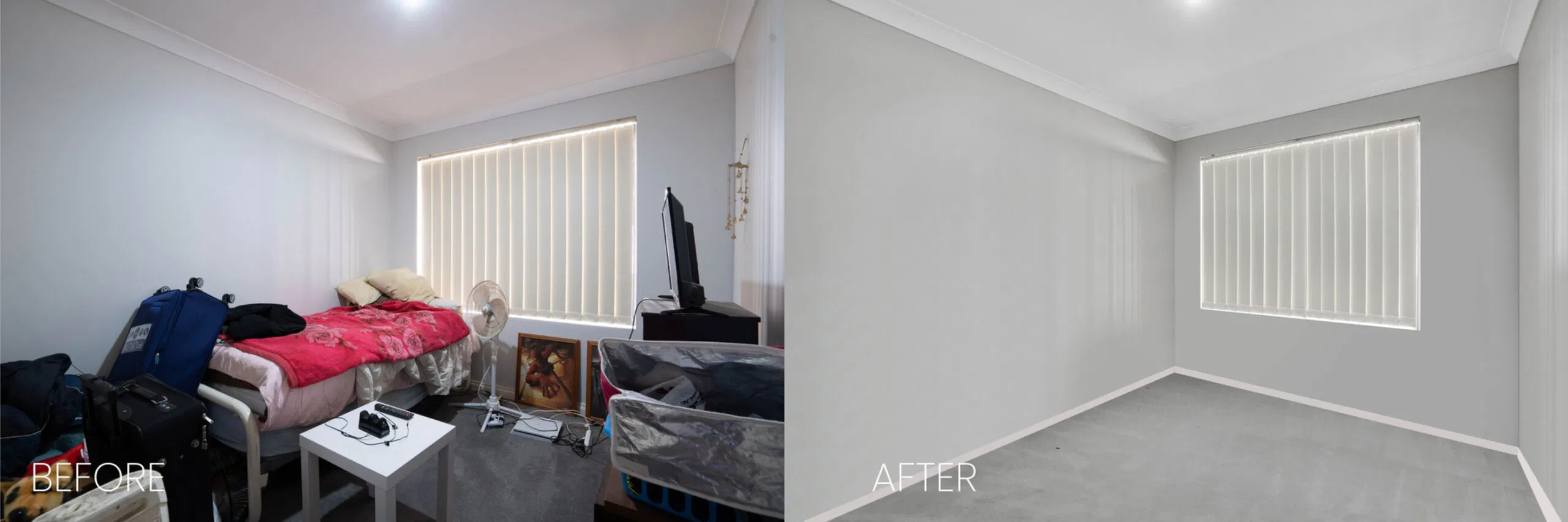 Virtual Declutter Bedroom Before/After