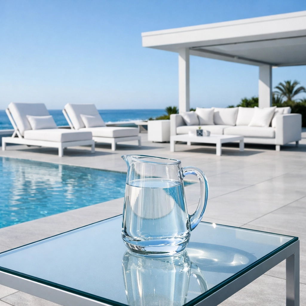 Modern luxury pool area representing the high valuation of a professional pool route sale.