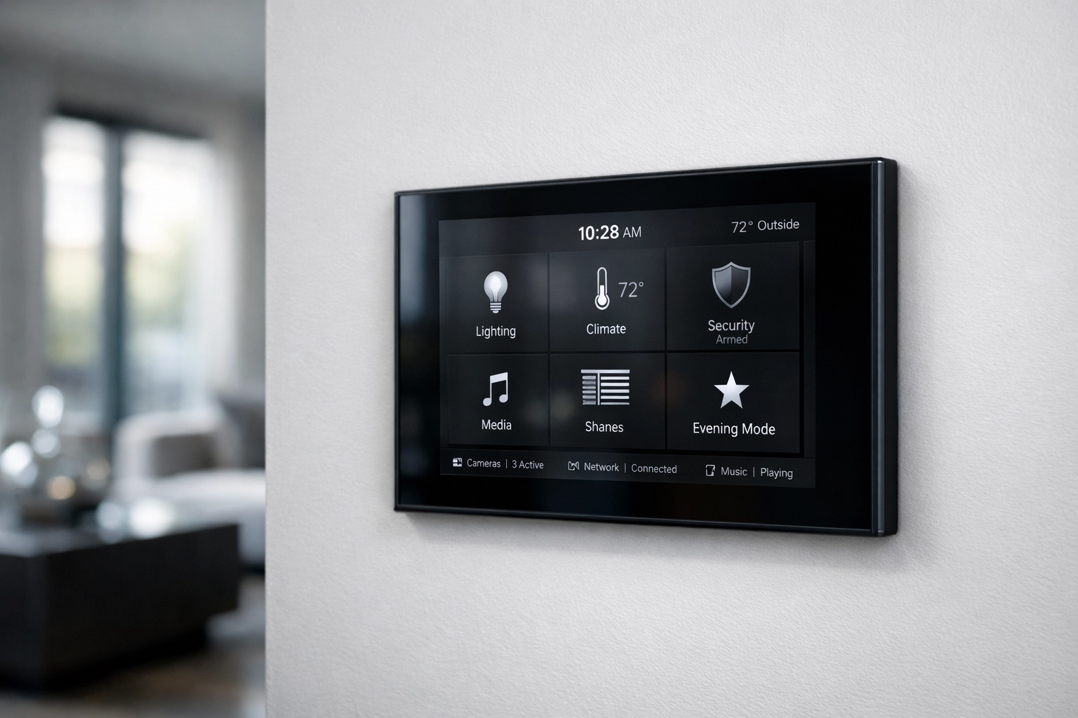 Smart home control panel installed in luxury Irving residence