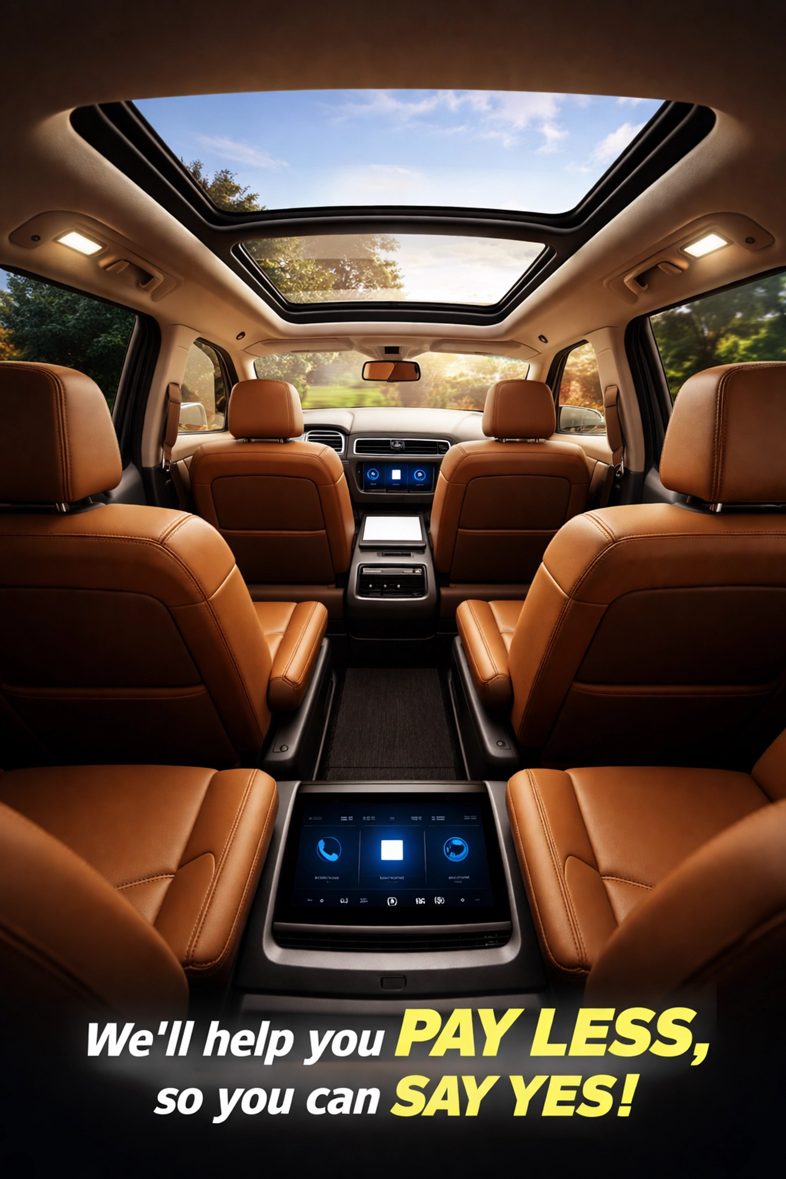 Interior view of 2027 Kia Telluride three-row SUV with luxury leather seats and panoramic sunroof, great for families in Sacramento