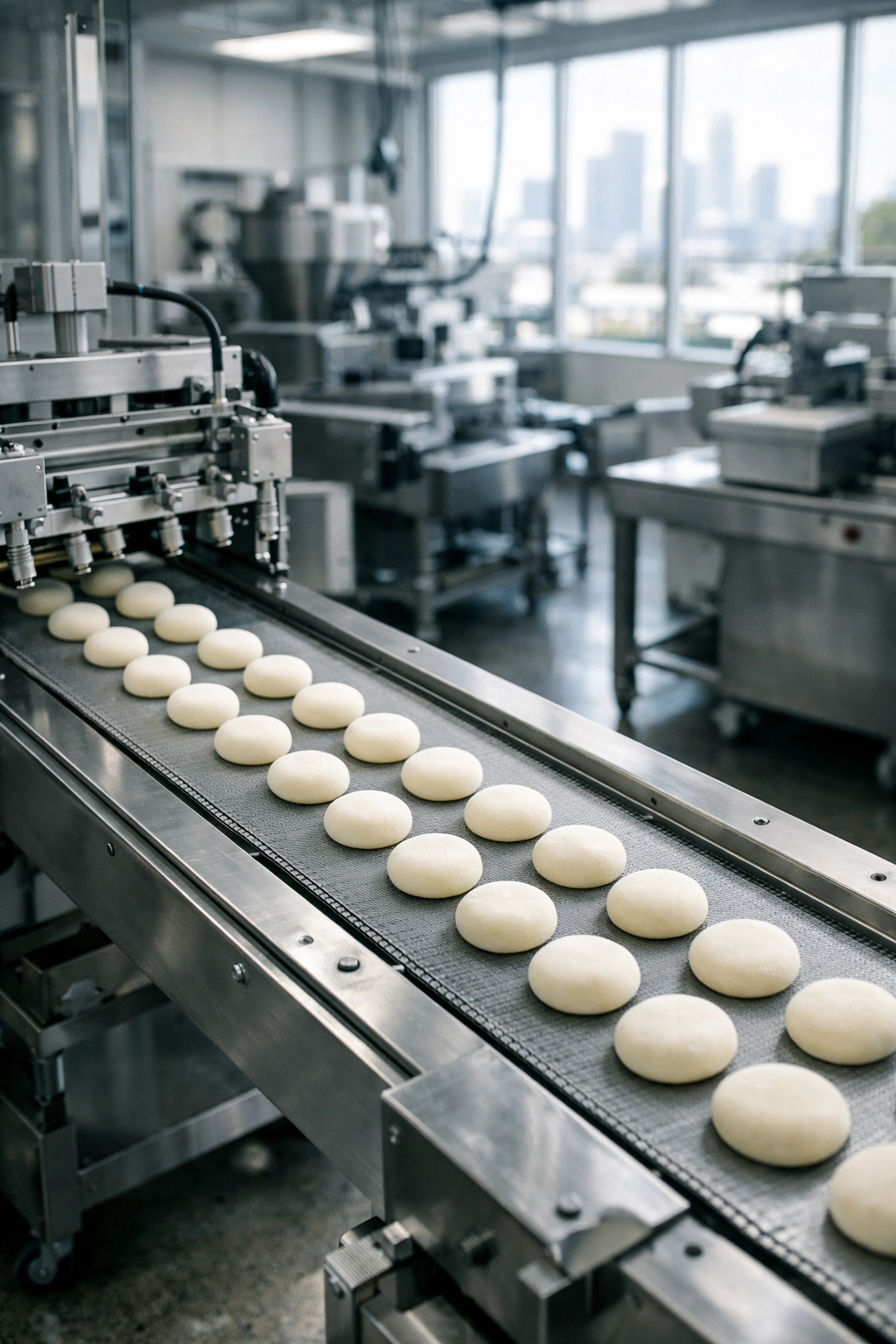 Automated mochi ice cream production line at Morinaga Seika's new California manufacturing facility.