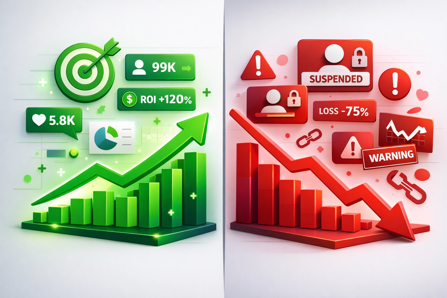 Comparison chart showing marketing ROI impact of LegitScript compliance versus non-compliance