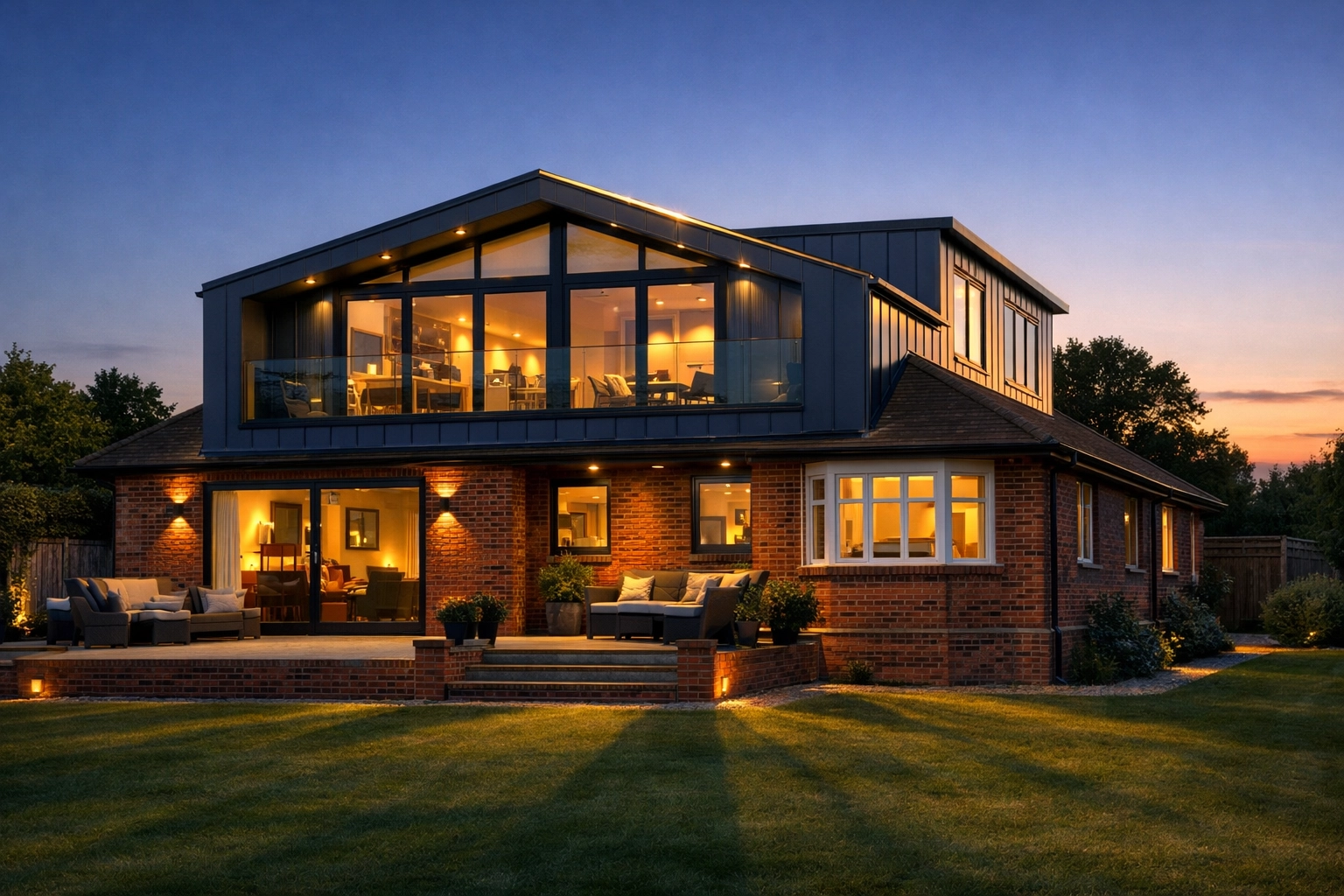 Modern West Sussex bungalow transformation with a stylish charcoal-grey second floor extension.