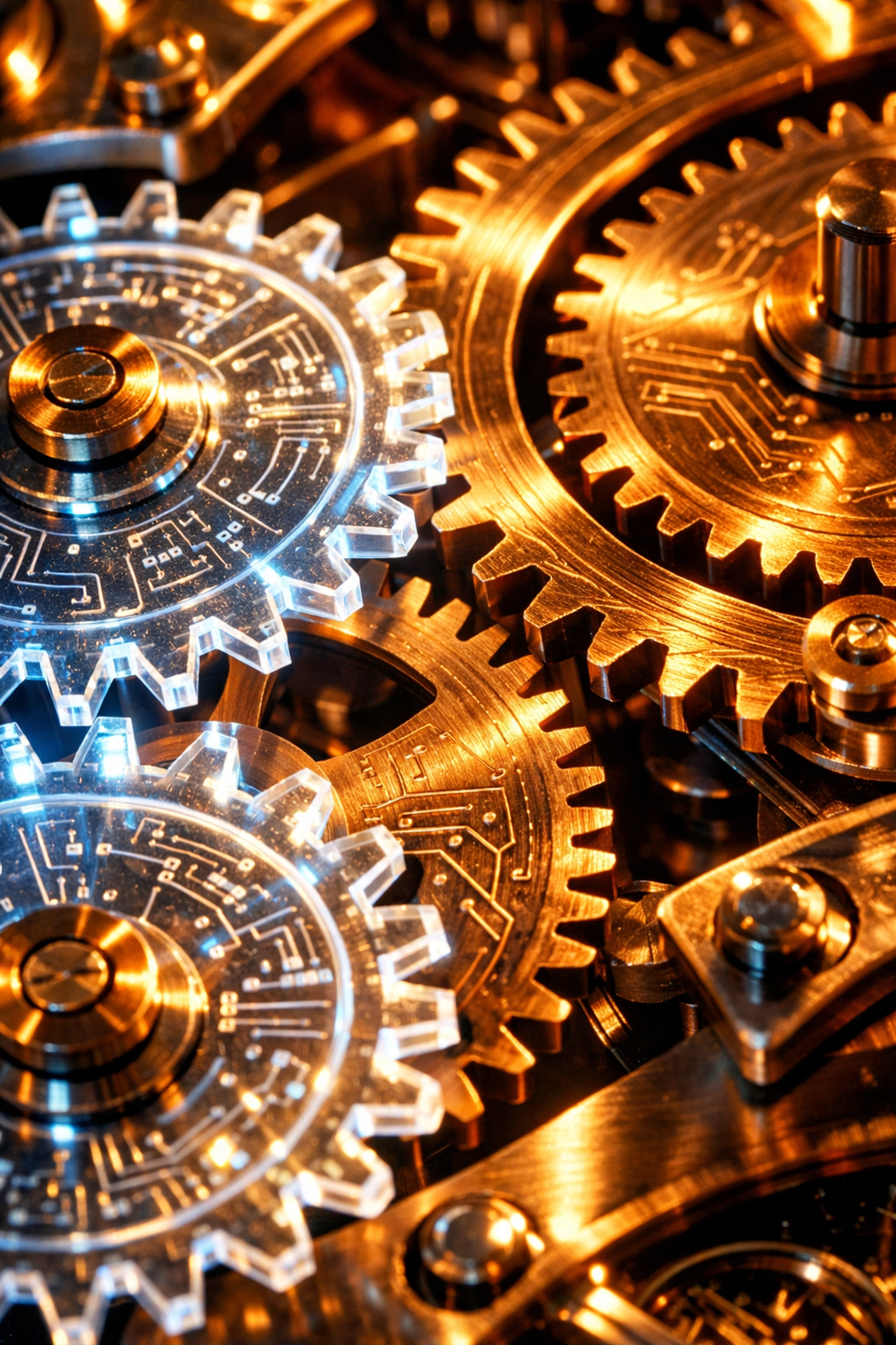 Intricate mechanical gears symbolizing the technical synchronization of SEO, site speed, and engagement.