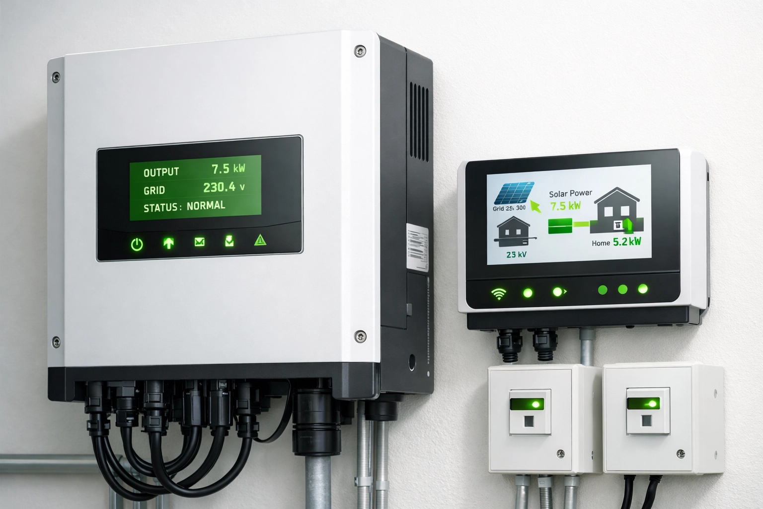 Sleek commercial solar inverter and monitoring system ensuring reliable energy generation for businesses.