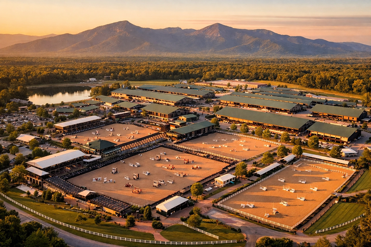 Tryon International Equestrian Center aerial view showing competition arenas and stabling facilities