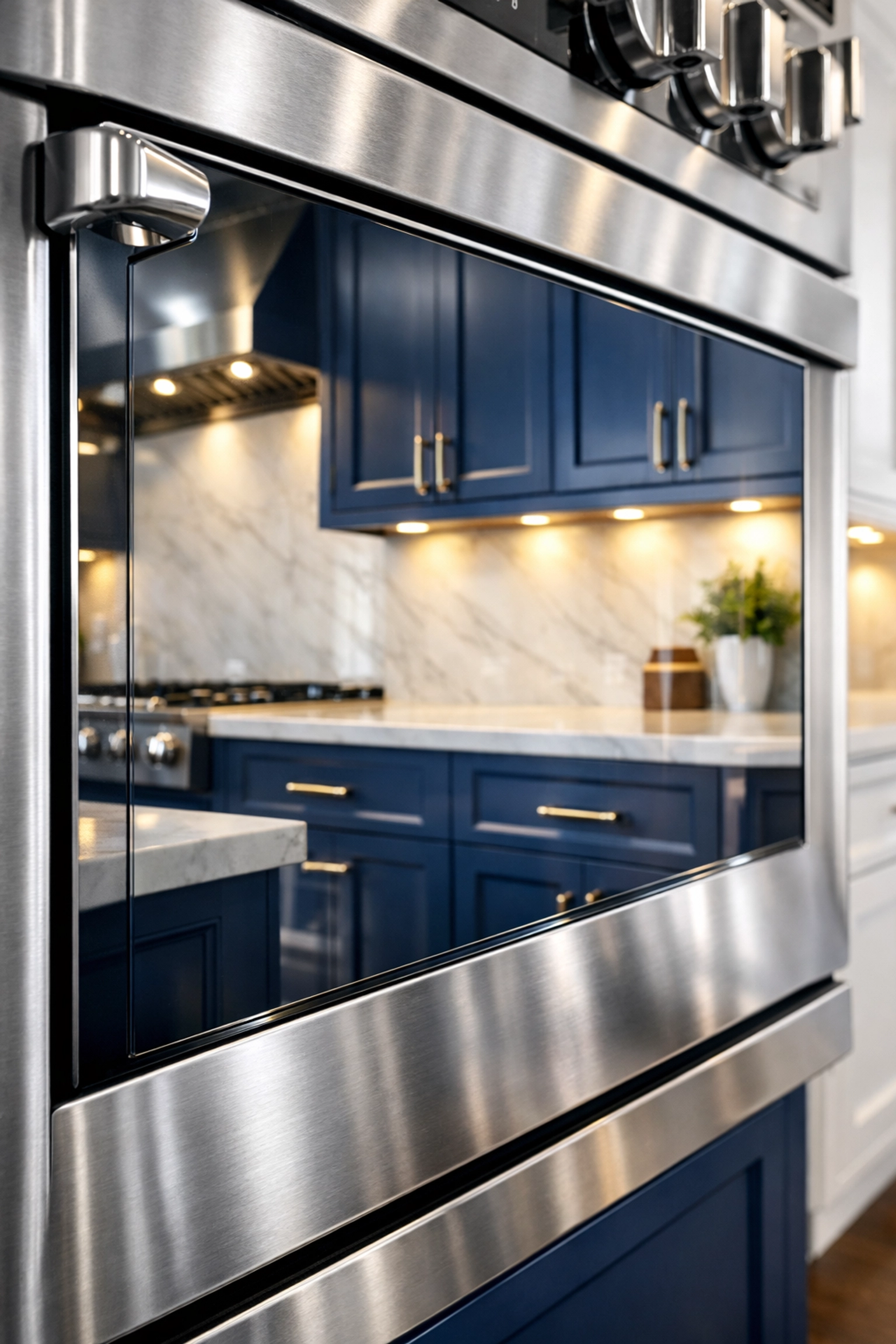 A crystal clear oven glass door perfectly cleaned during a bi weekly house cleaning routine.