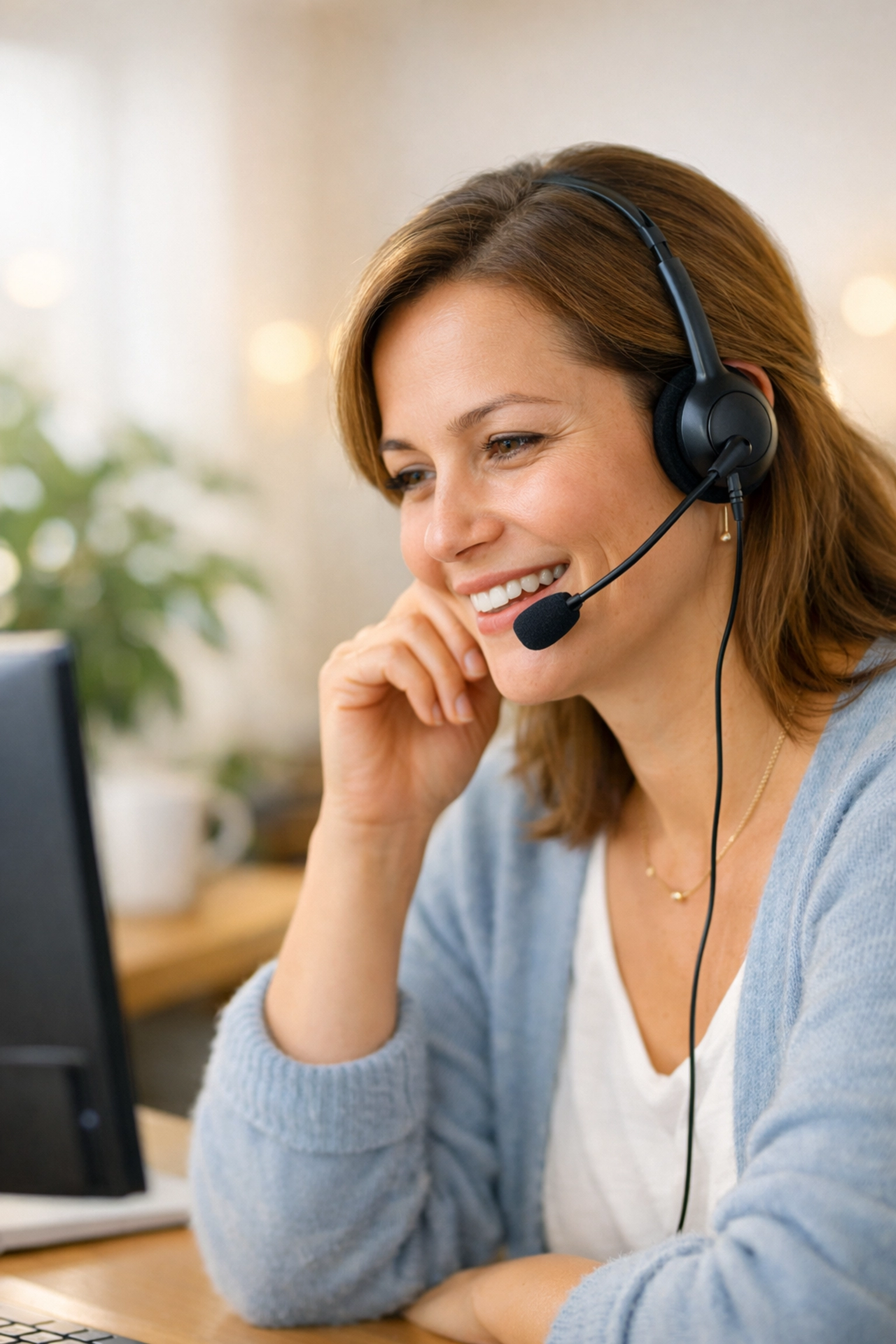 Compassionate intake coordinator providing empathetic patient care during treatment center call