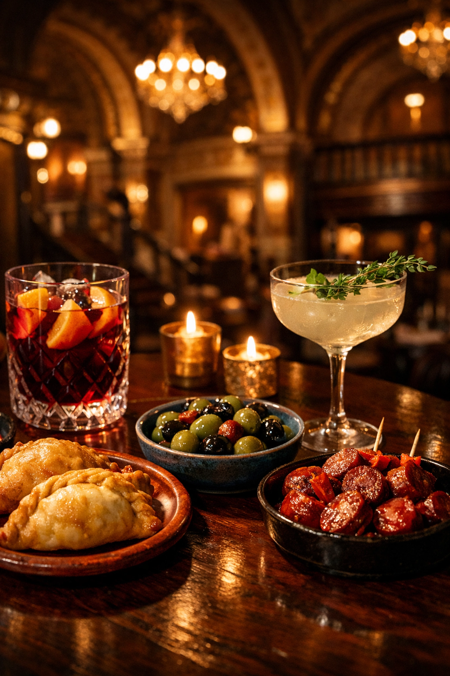 Spanish-inspired catering featuring tapas and sangria at the historic Granada Theater event venue in Minneapolis.