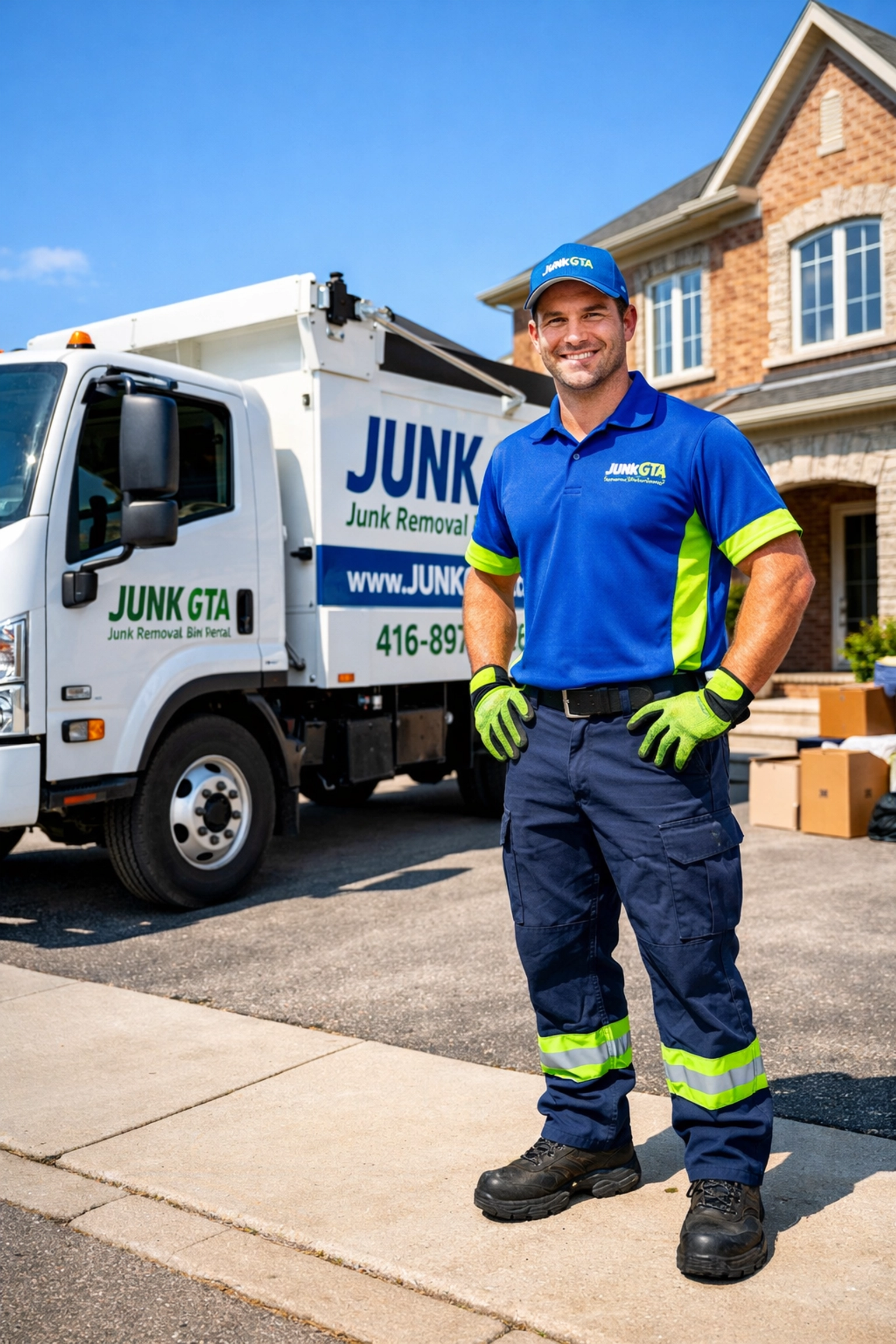 Junk GTA team member ready for a professional home cleanout and junk removal in East Gwillimbury.