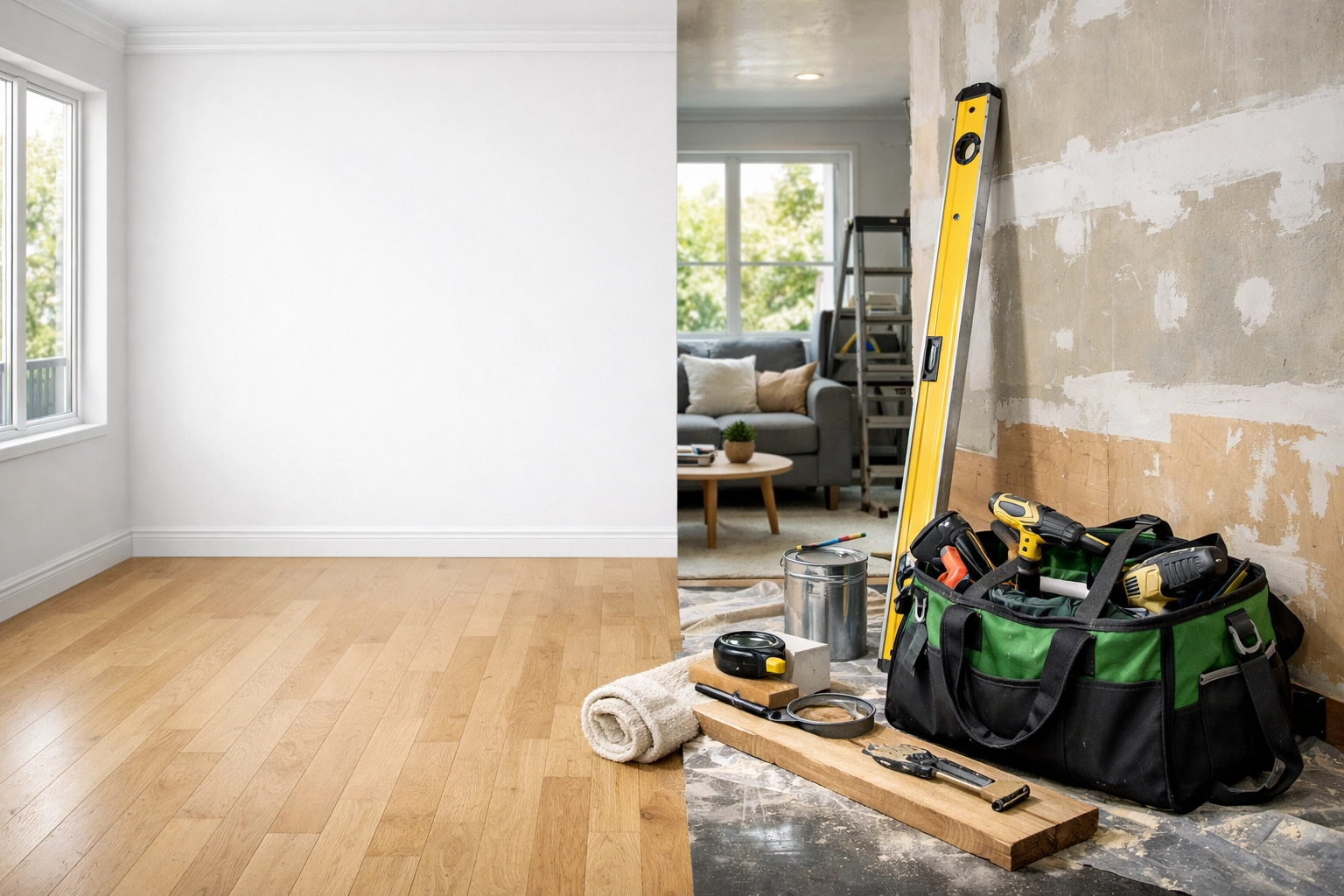 Tennessee living room mid-renovation highlighting a fast-closing BRRRR hard money project.