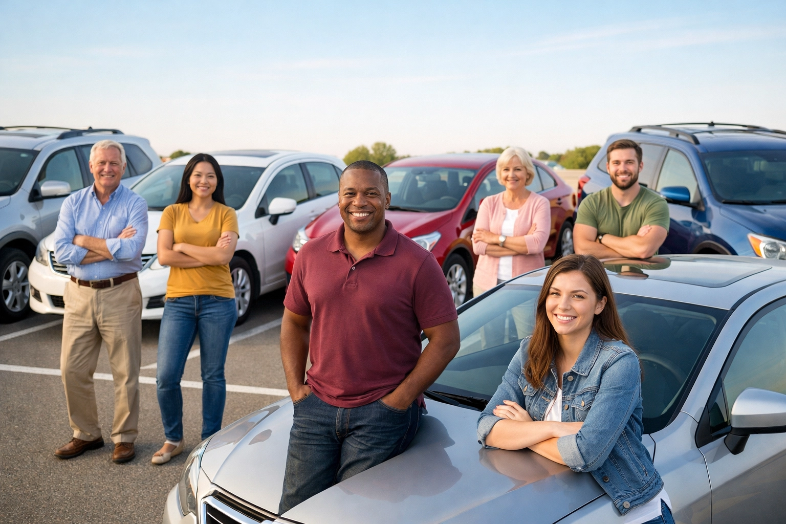 Pennsylvania drivers confidently standing with their vehicles after getting trusted car insurance quotes