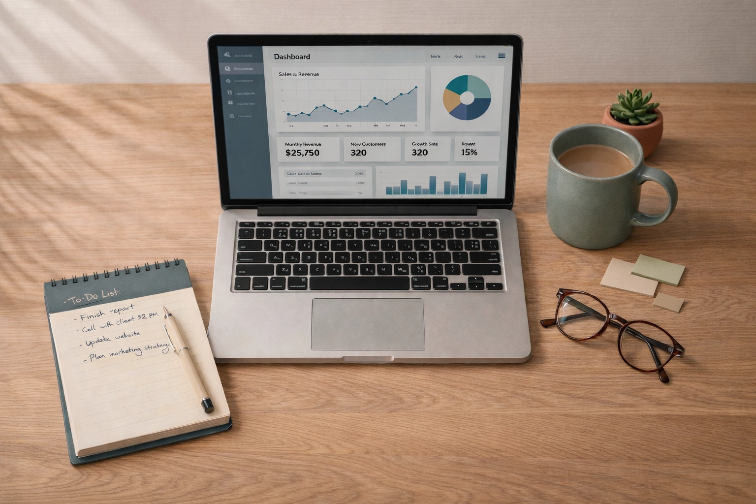 Business owner workspace optimizing Google Business Profile for local search rankings