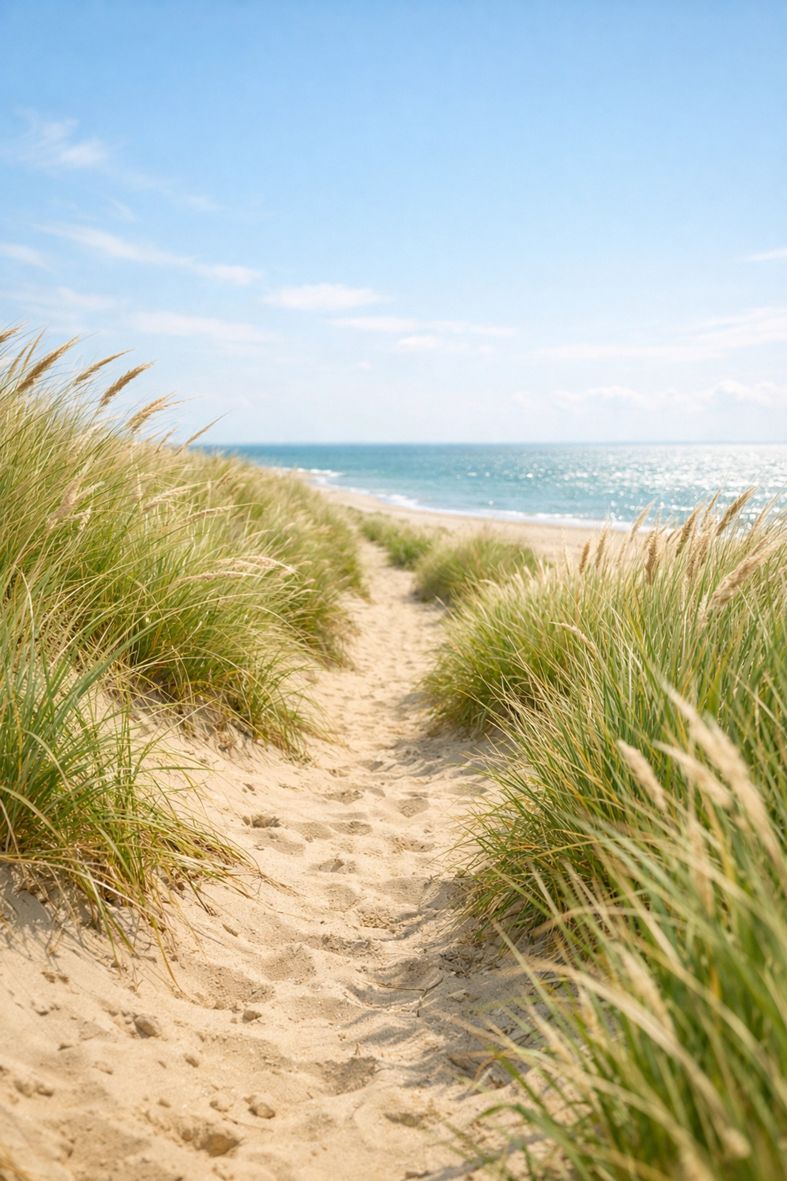 Scenic sandy path along the North Norfolk Coast Path, a popular route for coastal guided hiking tours in the UK.