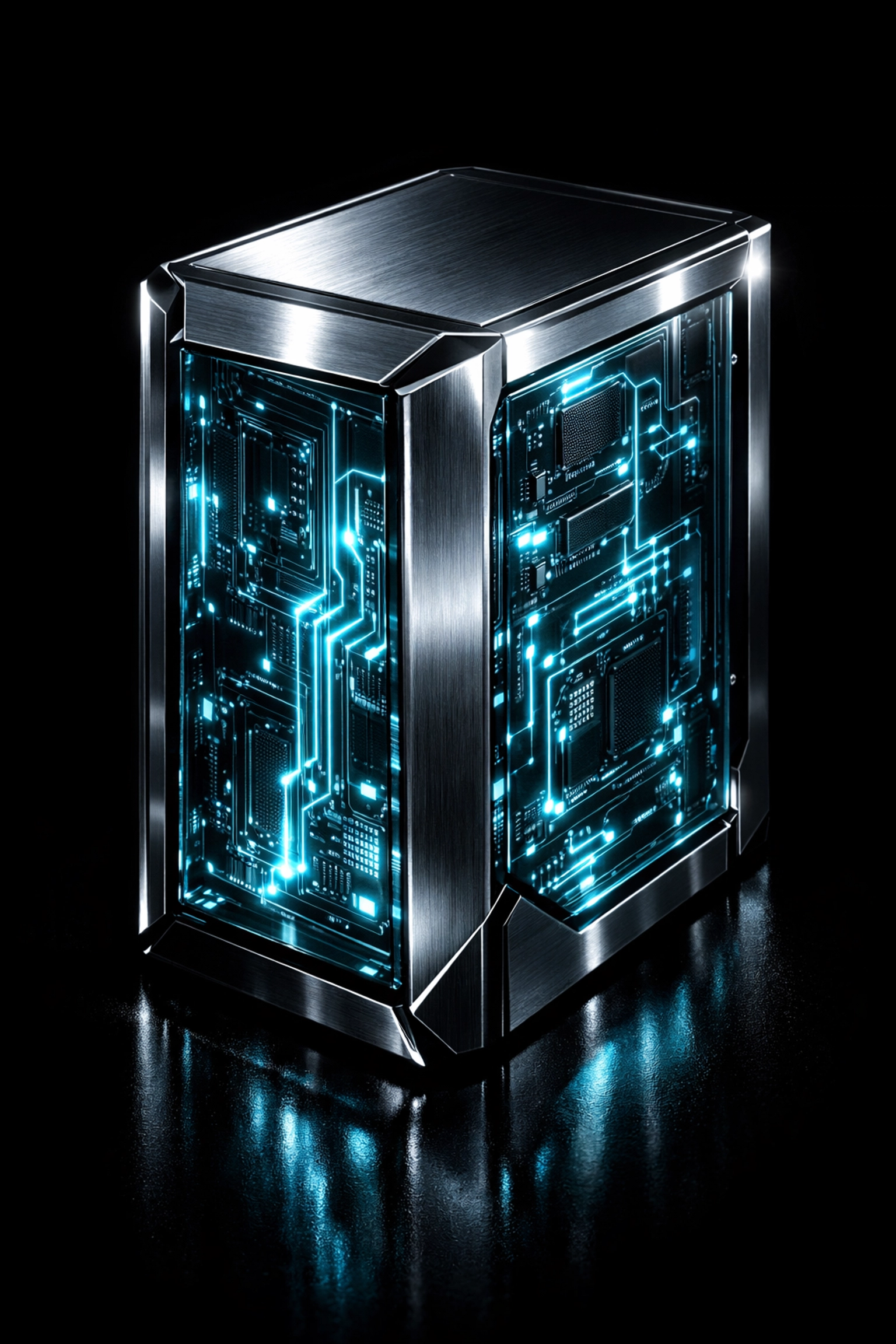 A high-tech dedicated server node showcasing the power of private webmail hosting and data independence.