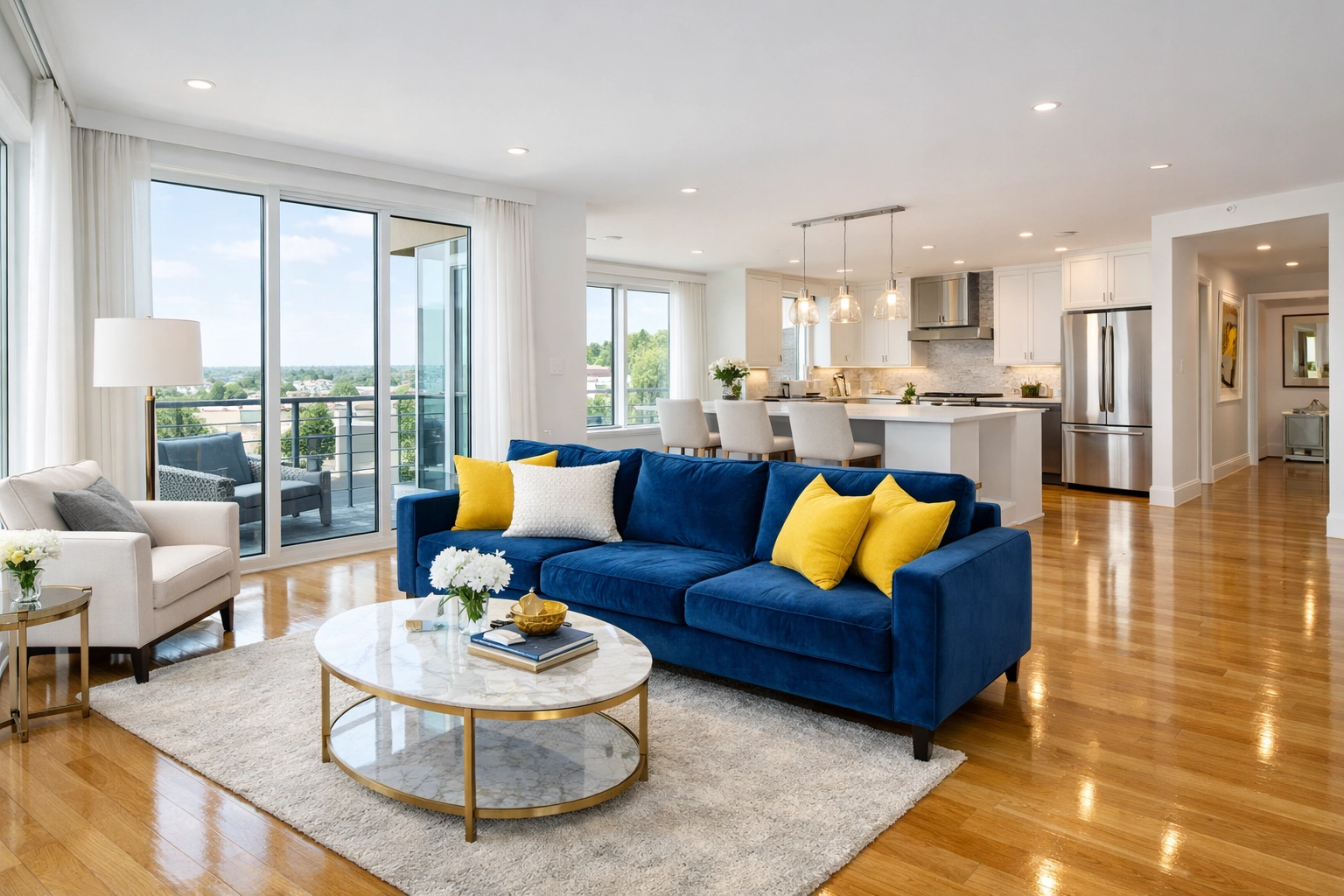 Bright Westborough apartment living room after a professional apartment cleaning service.