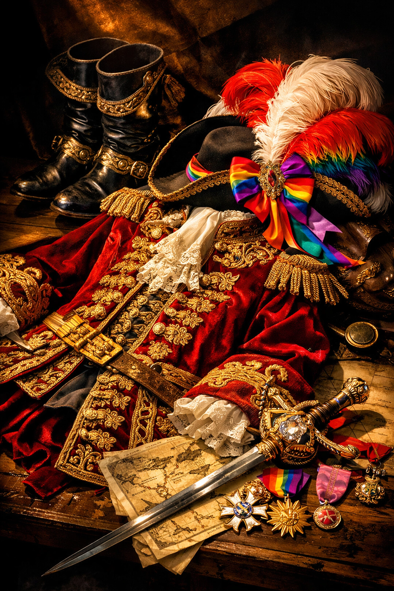 Philippe I Duke of Orléans military uniform from Battle of Cassel with embroidered coat and sword