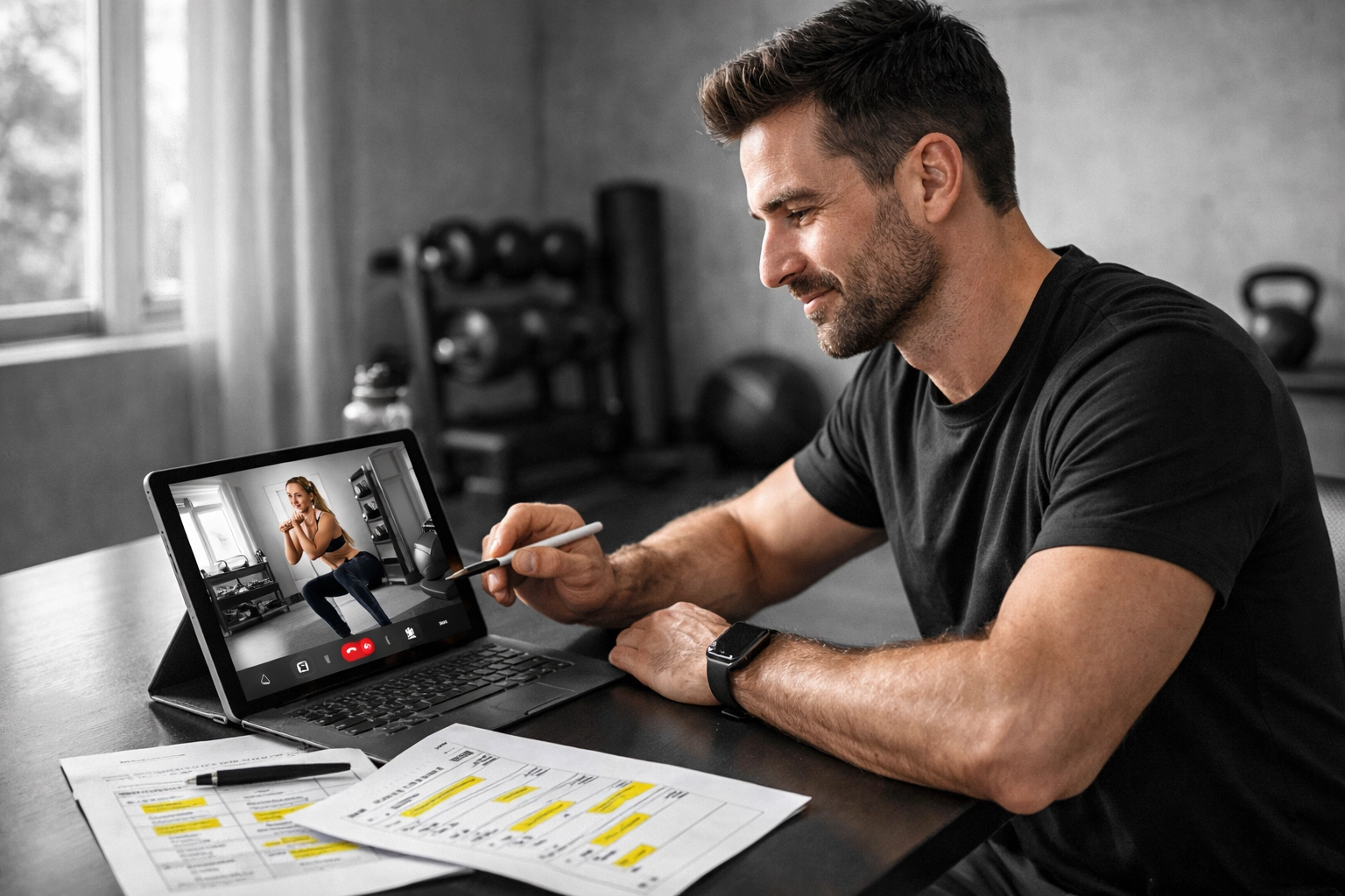 Personal trainer using a hybrid coaching model and digital programming to grow their fitness business
