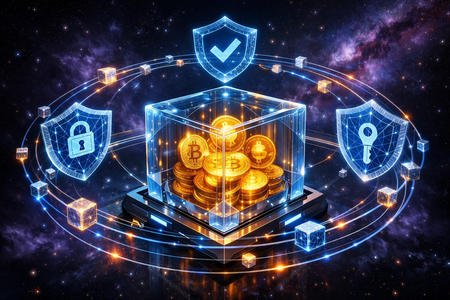 Self-custody blockchain vault showing secure cryptocurrency storage for merchant control