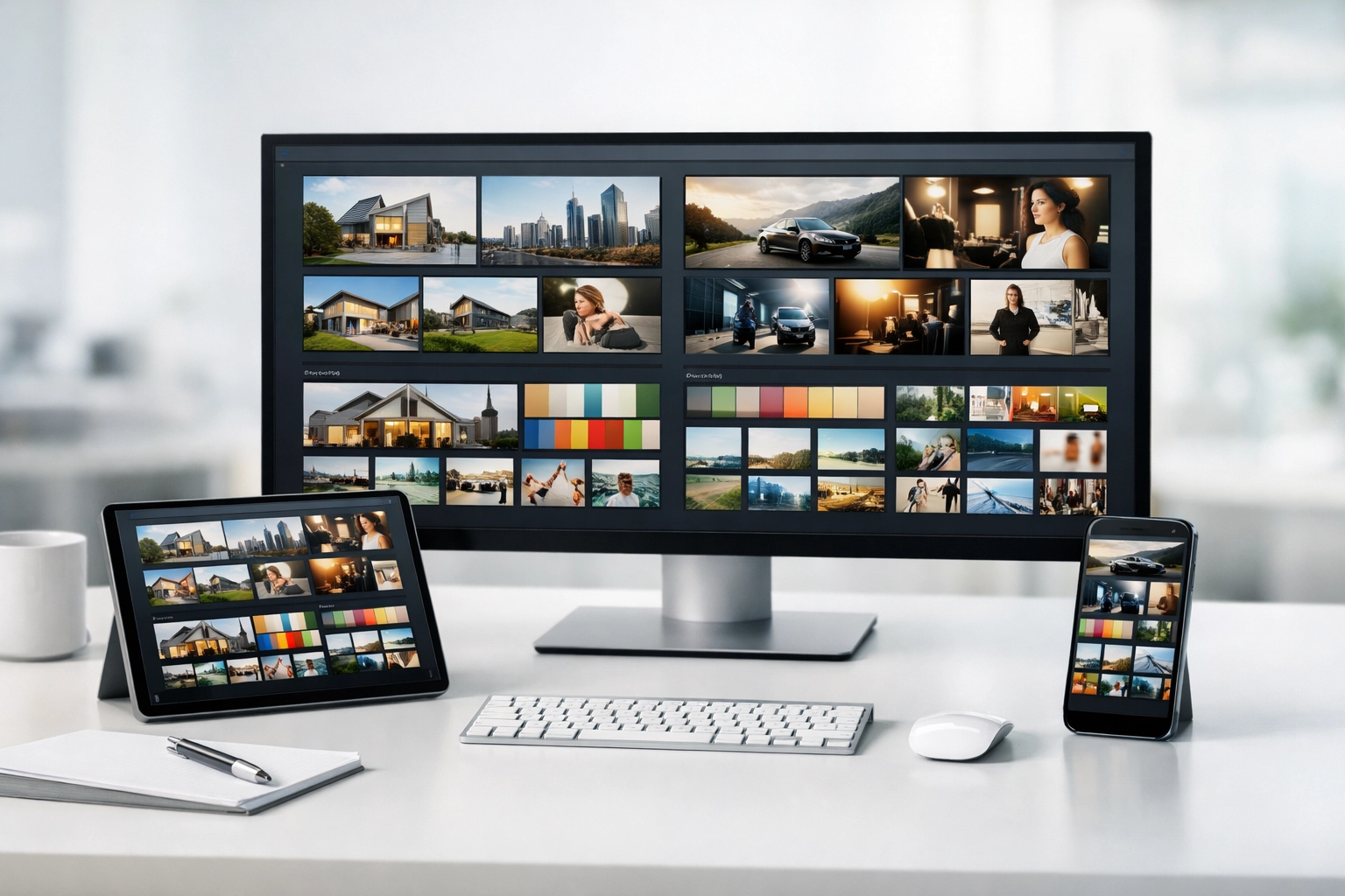 Innovative media asset management platform showing organized digital assets for global advertising teams.