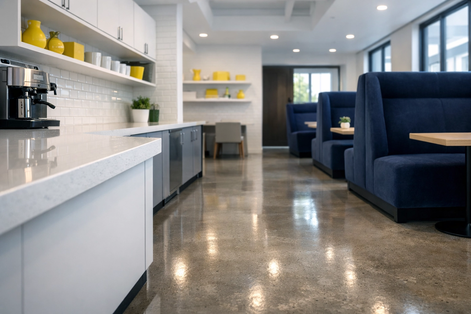 Immaculate Cambridge office lounge featuring elite commercial cleaning services Boston.