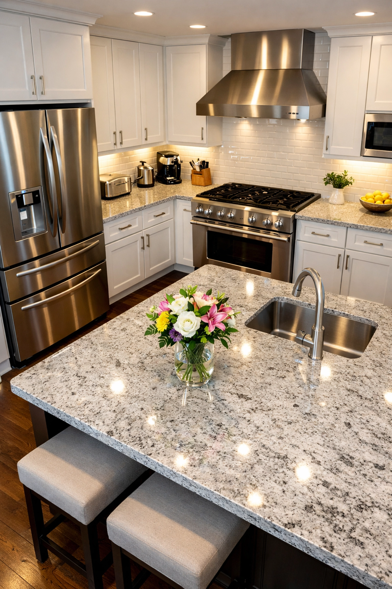 Gleaming modern kitchen after deep cleaning by professional cleaning services Westchester County NY.